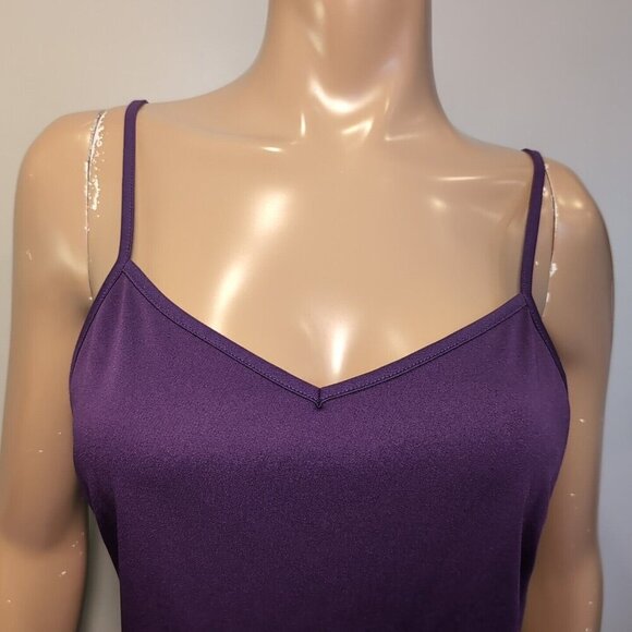 3/$20 Florentine Cami Tank Top Womens Large Royal Purple Vneck Stretchy Slip - Picture 3 of 10